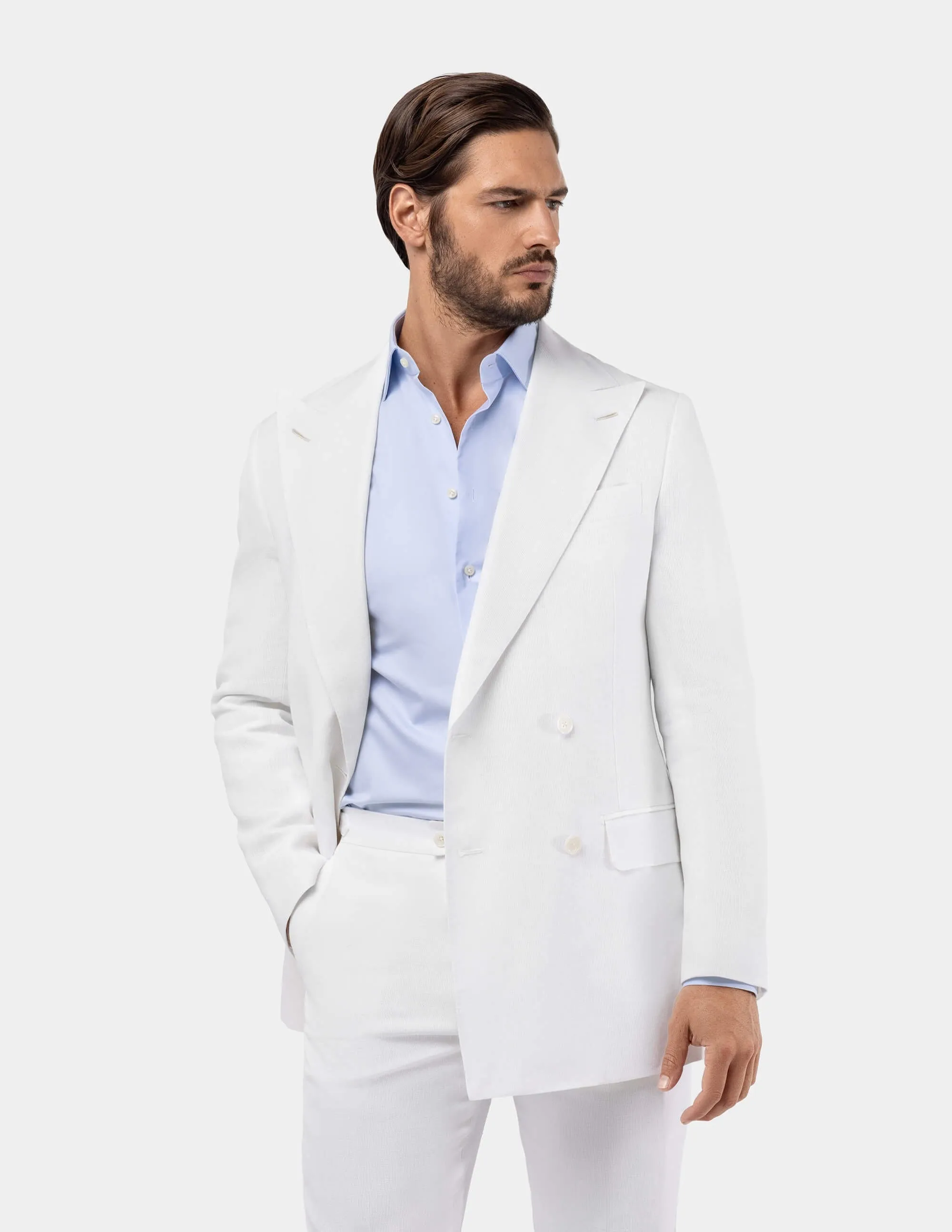 White Optical Double-Breasted Jacket