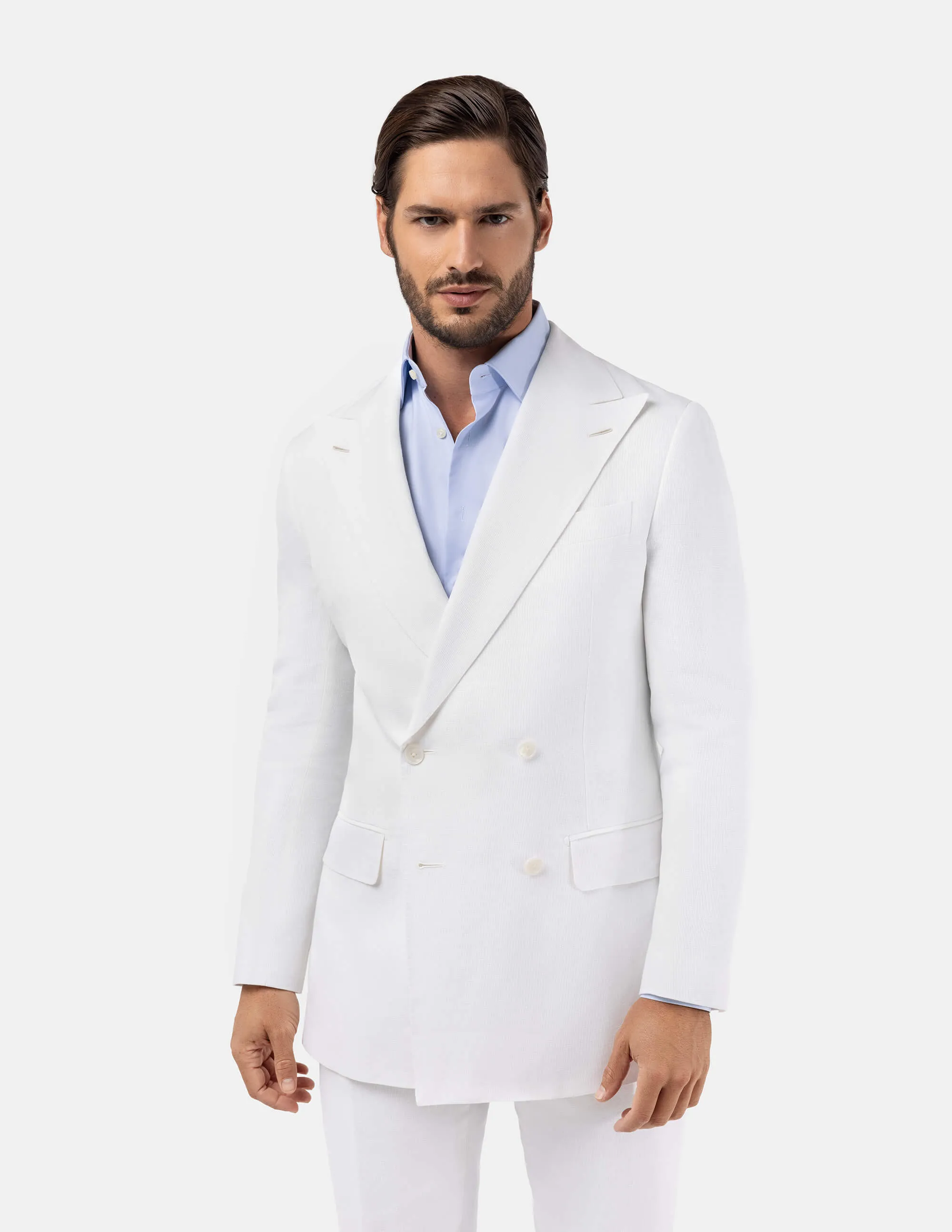 White Optical Double-Breasted Jacket