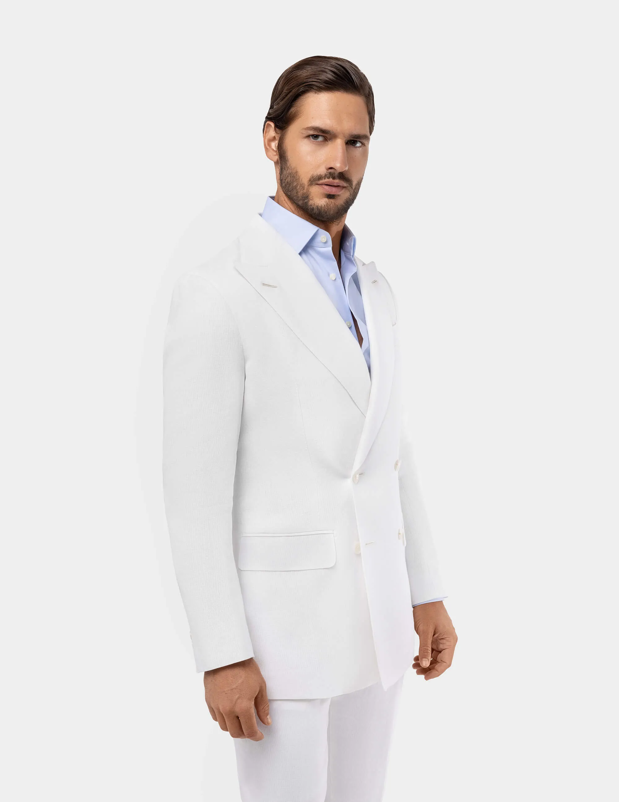 White Optical Double-Breasted Jacket