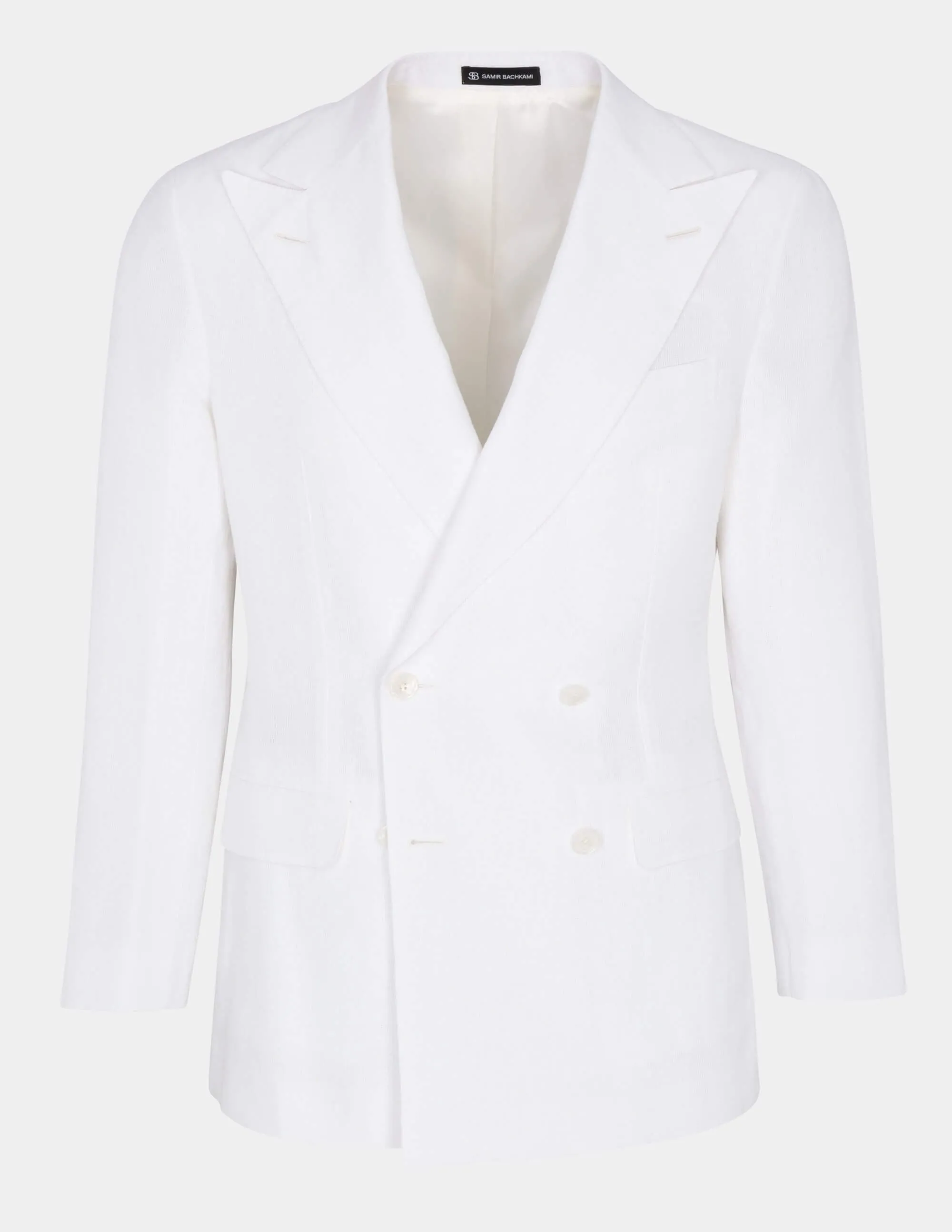 White Optical Double-Breasted Jacket