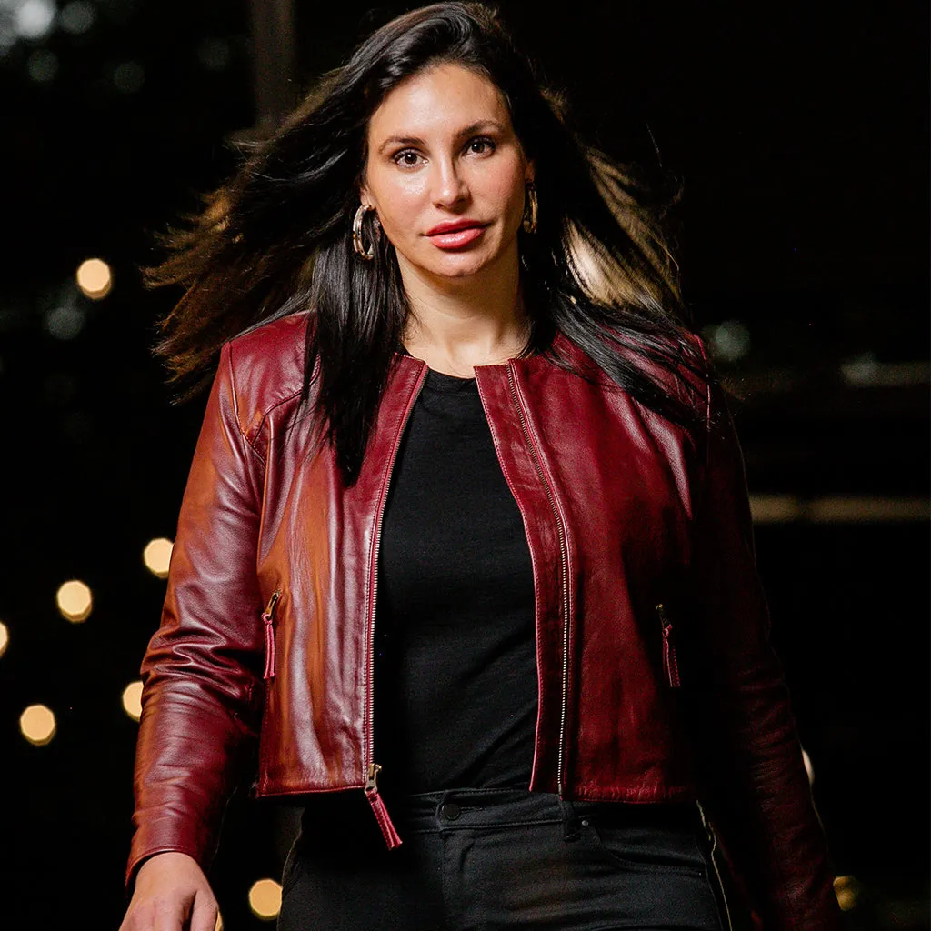 Women's Cropped Leather Jacket - Jenny