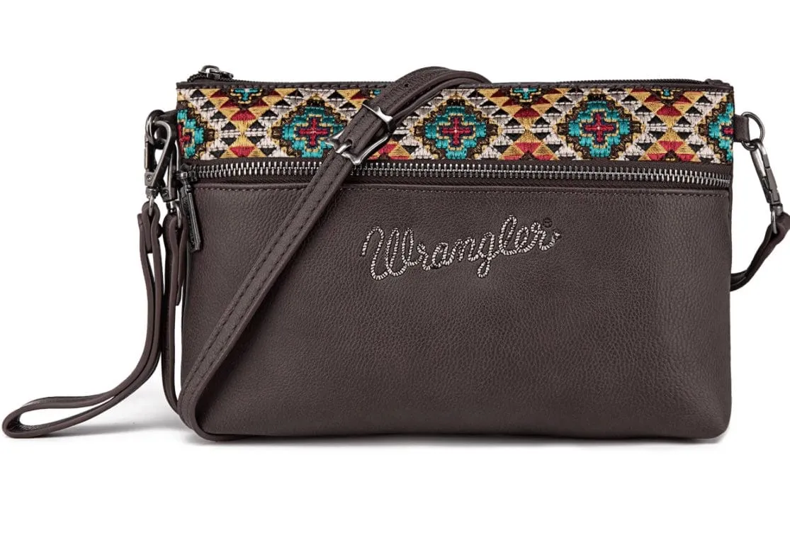 XL Wrangler aztec embroidered WRISTLET crossbody