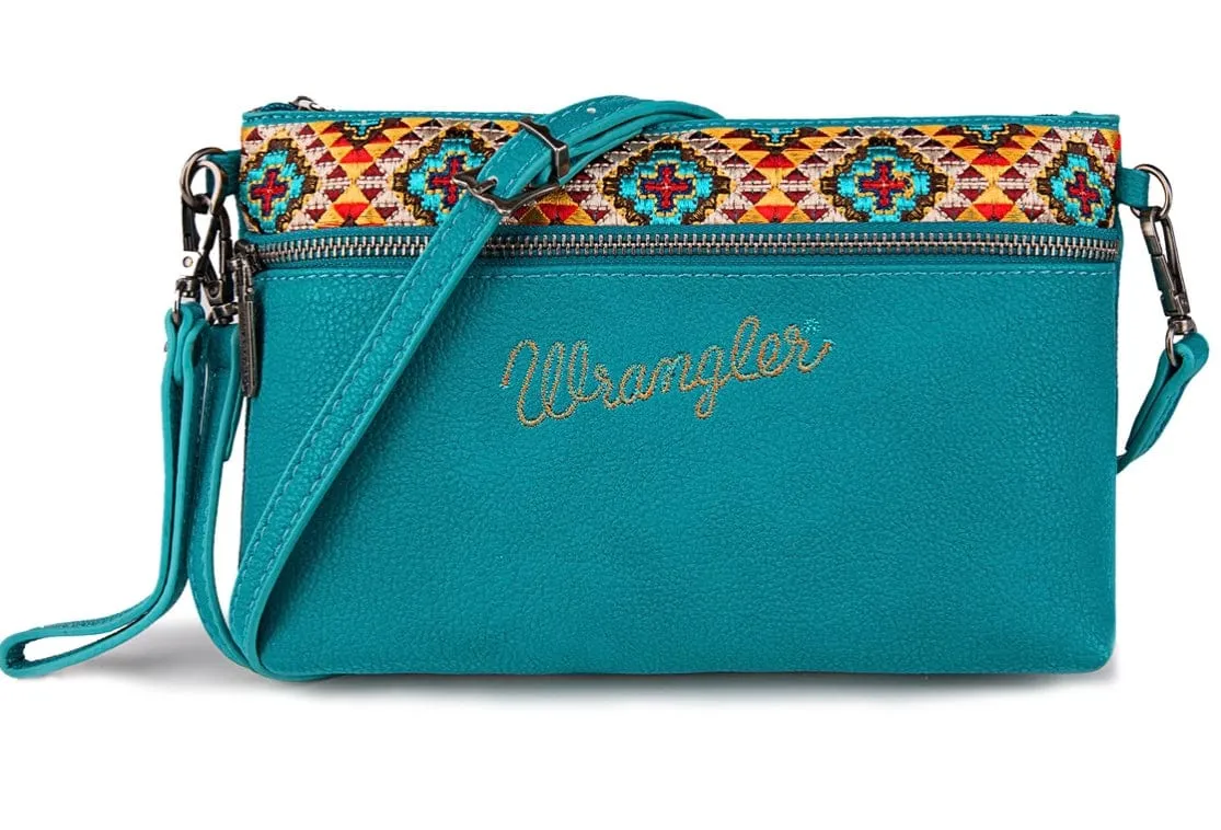 XL Wrangler aztec embroidered WRISTLET crossbody