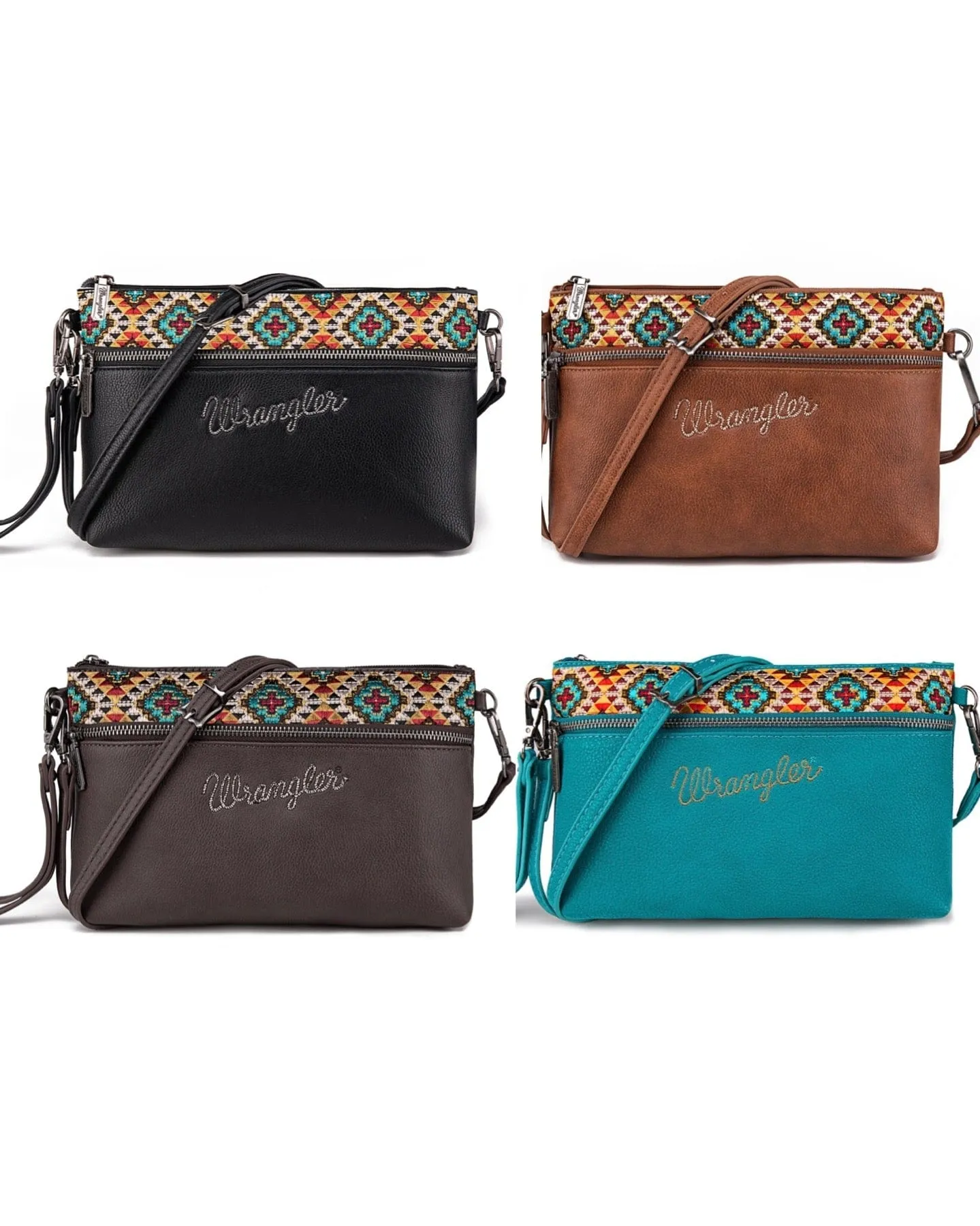 XL Wrangler aztec embroidered WRISTLET crossbody